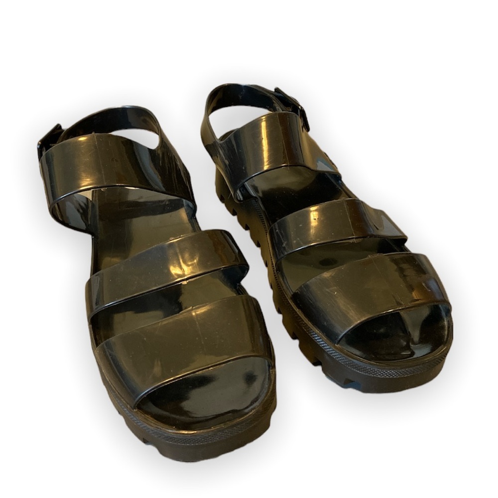 JuJu 3 strap jelly sandals - black - size UK 5 US 7